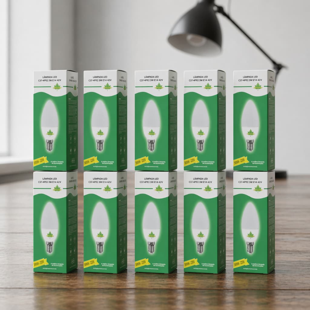 Kit com 10 Lâmpadas Vela C37 2W 5000K E14 127V