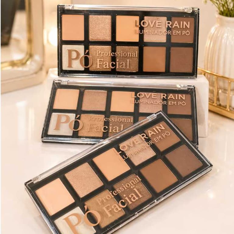 Paleta Iluminadora & Contorno LOVE RAIN – Pó Facial Profissional