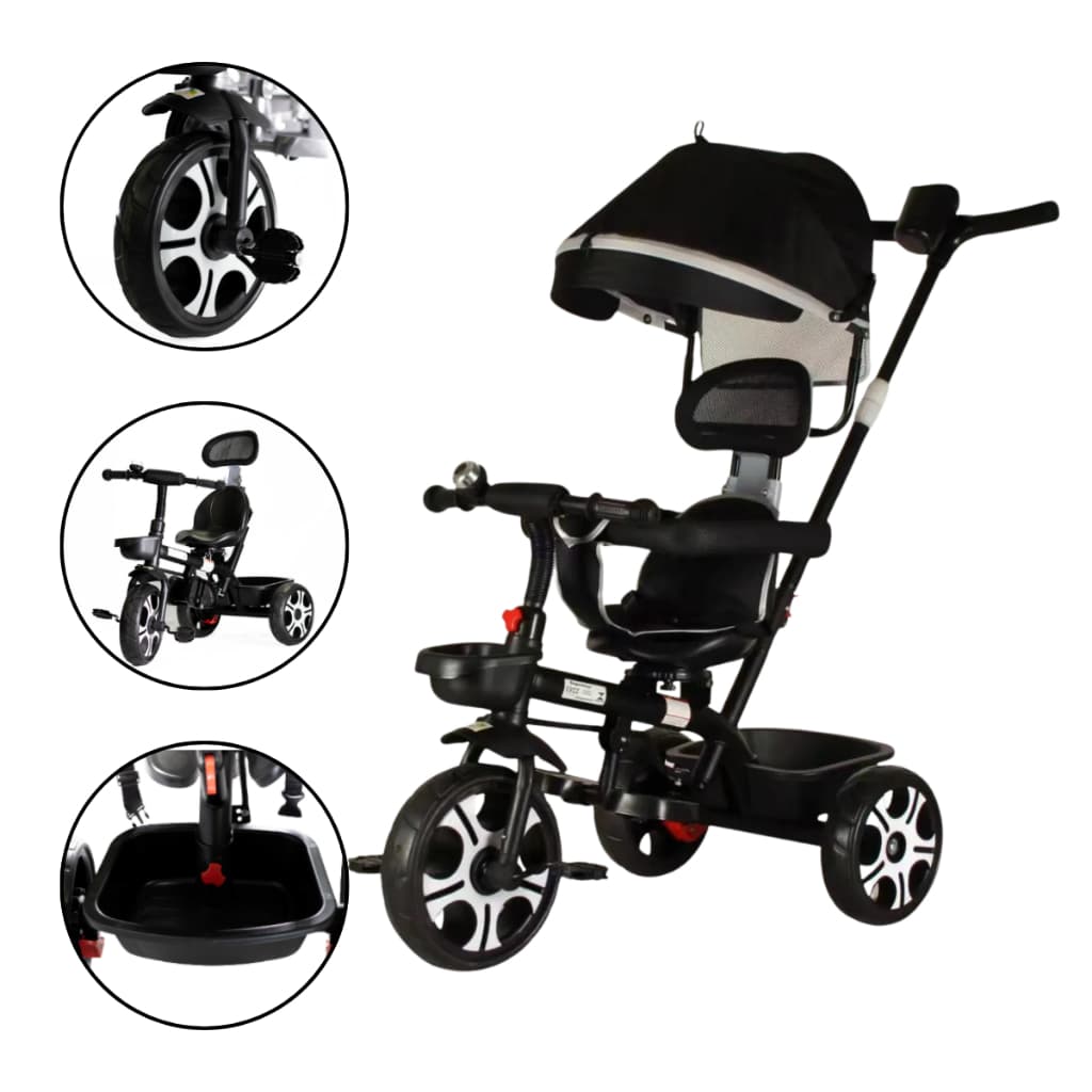 Carrinho de Passeio Bebê Triciclo Infantil com Haste Empurrador Zupa Até 50 Kg - Baby Style
