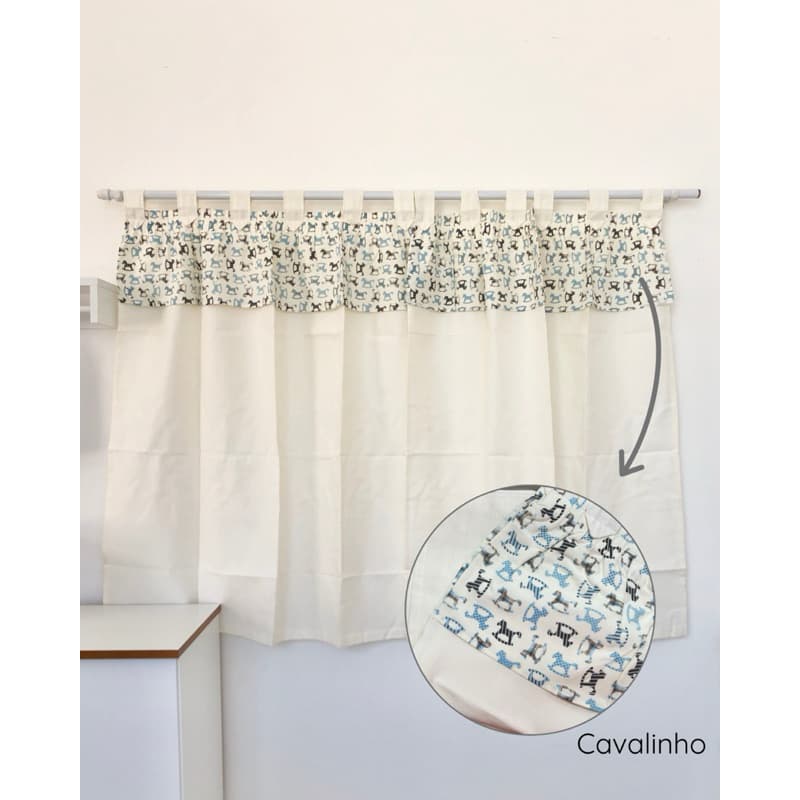 Cortina Para Quarto Infantil e Bebê 2,00x1,50 Varão 100% Algodão