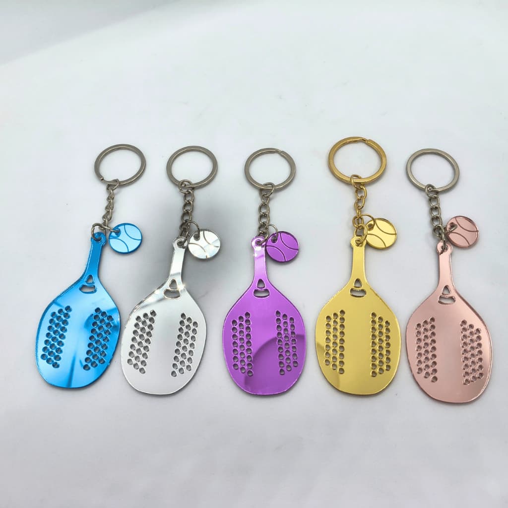 Kit 10 Chaveiro Mini Raquete Acrílico Standard Pingente Bola Tênis Bolsa Mochila Chaves
