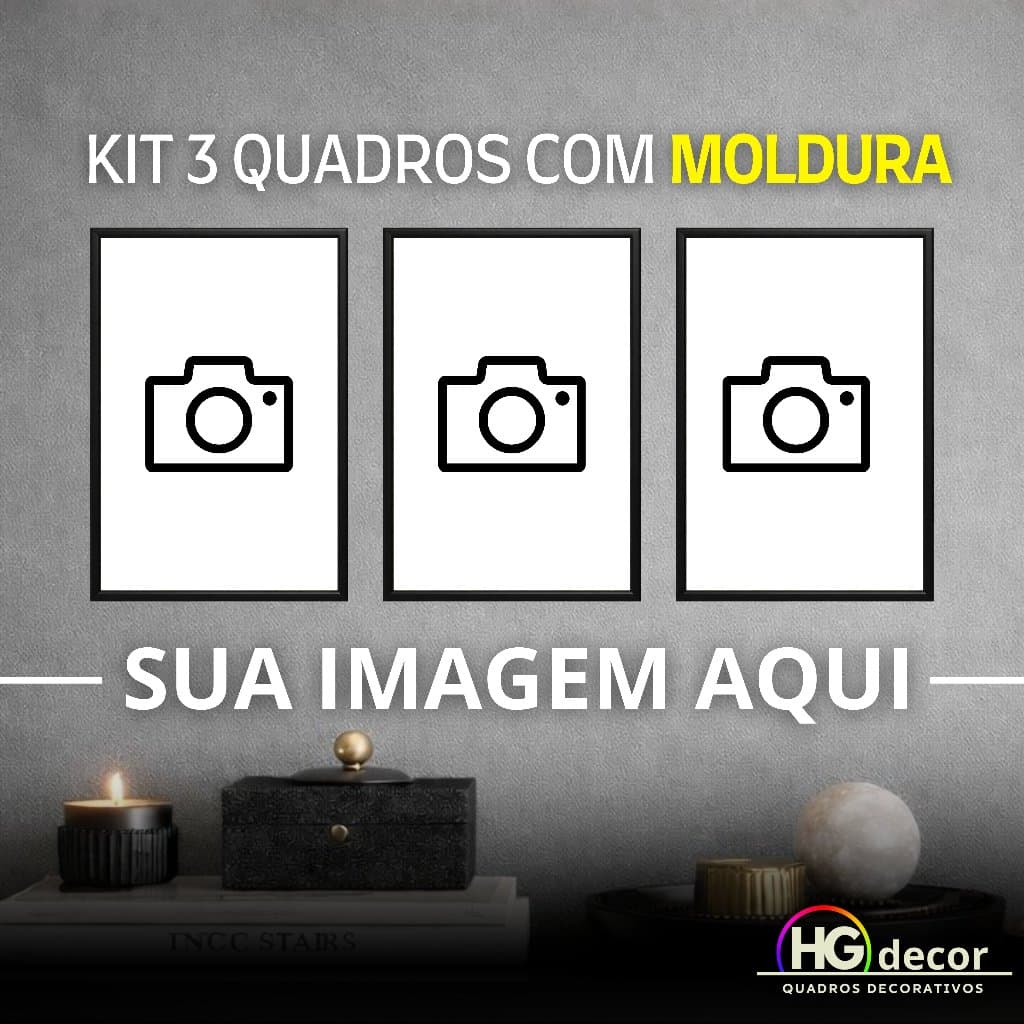 Kit 3 Quadros Personalizados com Foto 20x30 com Moldura Preta Sua Imagem | Presente Para Casal Bebê Recordações