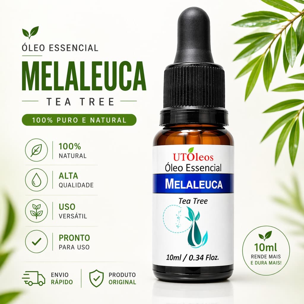 Óleo Essencial de Melaleuca (Tea Tree) 100% Puro 10ml