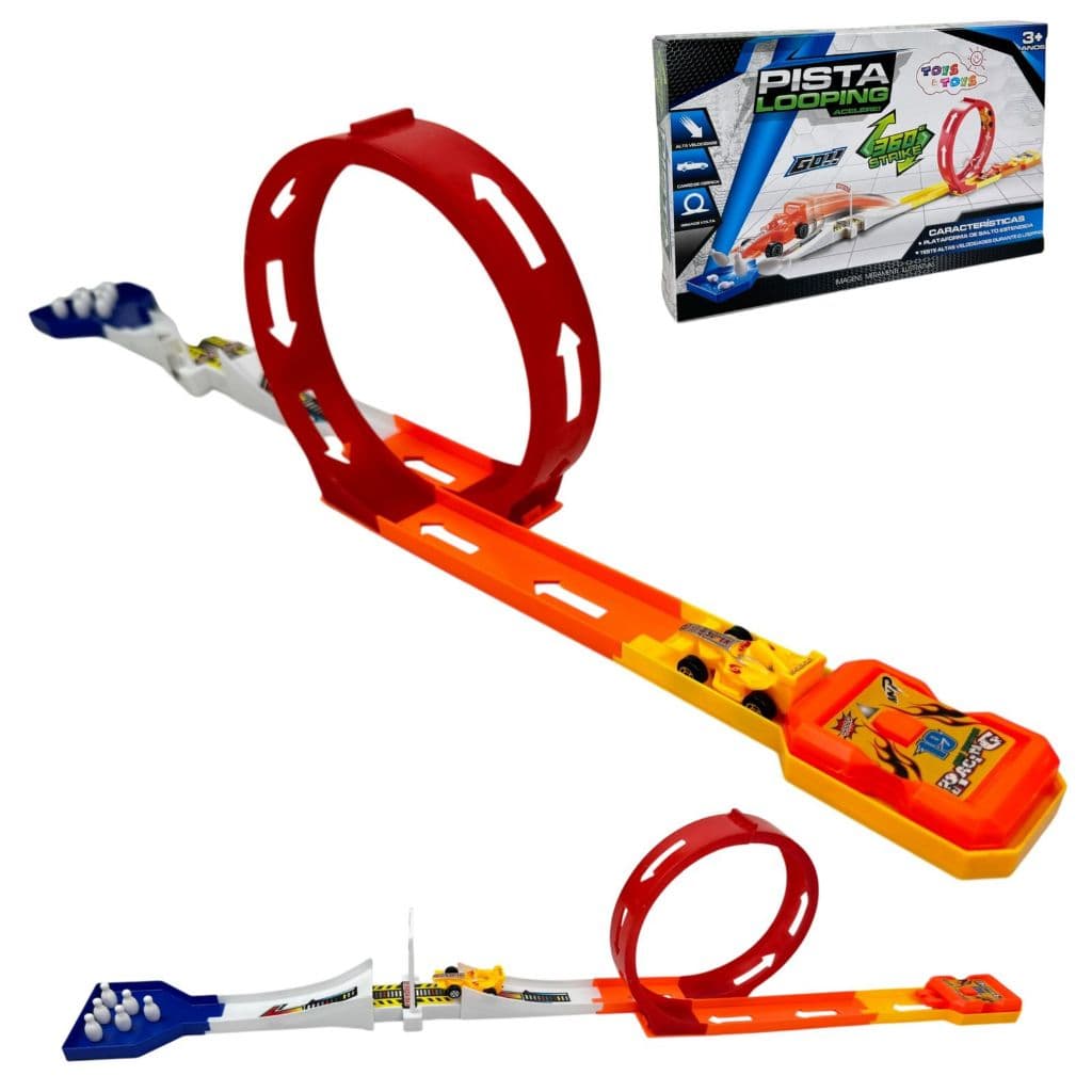 Pista Looping Infantil Com Lançador De Carrinho Pista 360 Corrida Rápida Com Lançamento De Veículos