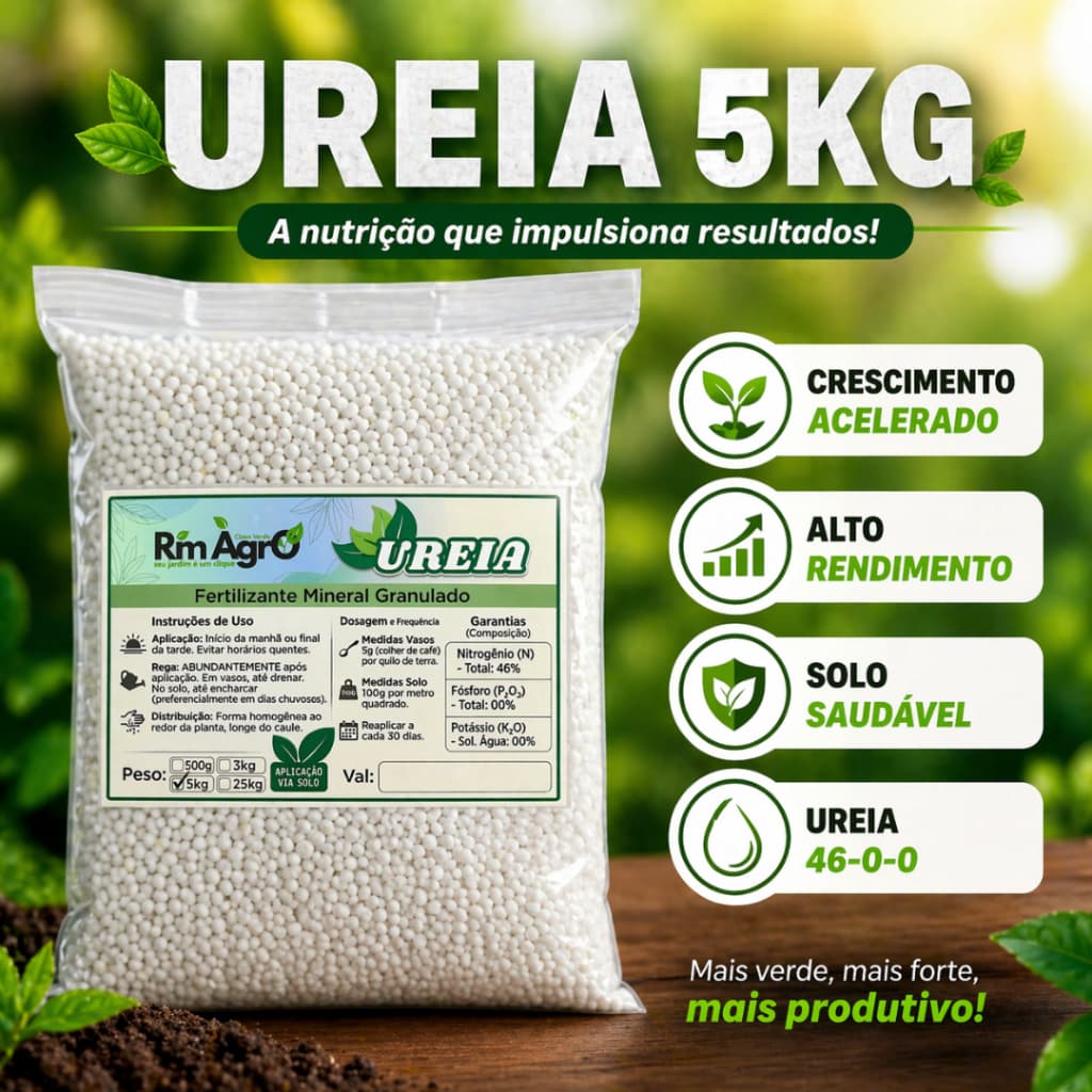 Adubo Fertilizante Nitrogenado para Plantas Ureia NPK 46-00-00- 5k