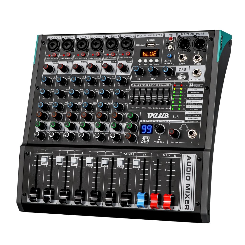 Mesa de som 8 Canais L-8 profissional Bluetooth 48v 99 Interface de Efeito PC USB digital 110/220V TKL