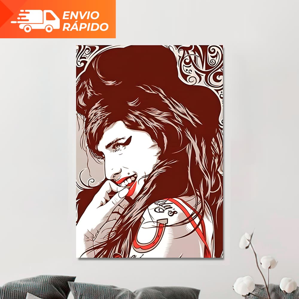 Quadro Decorativo Amy Winehouse MDF Adesivado Poster Decoração Rock Blues Jazz Fita Dupla Face