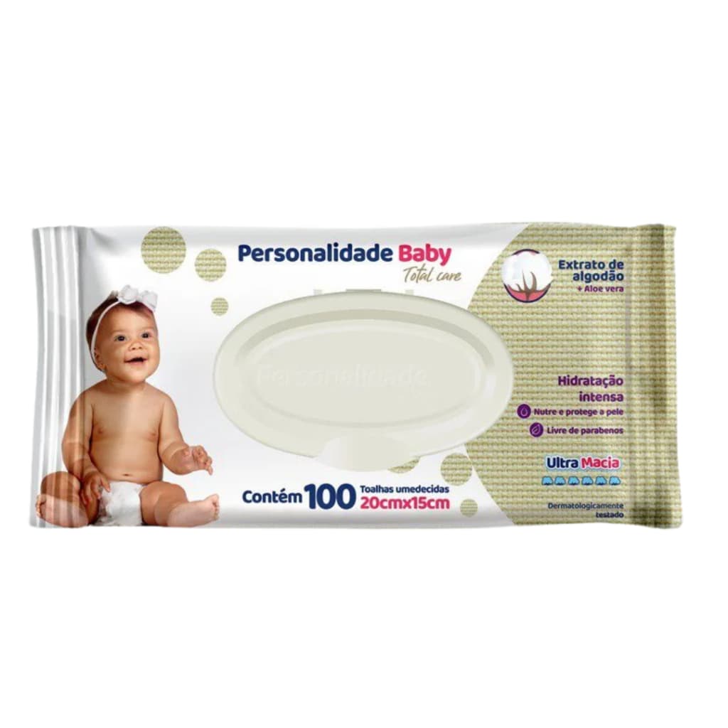 Toalhas Umedecidas Personalidade Baby - Pacote com 100 Unidades