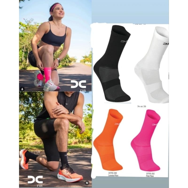 Meia Run Esportiva - Poliamida - Alta Performance - Corridas, Treinos, Academia - Cano Médio