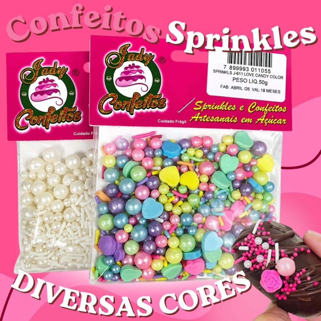 Confeitos de Açúcar Sprinkles 100% Comestíveis 50g e 100g Premium Diversas Opções