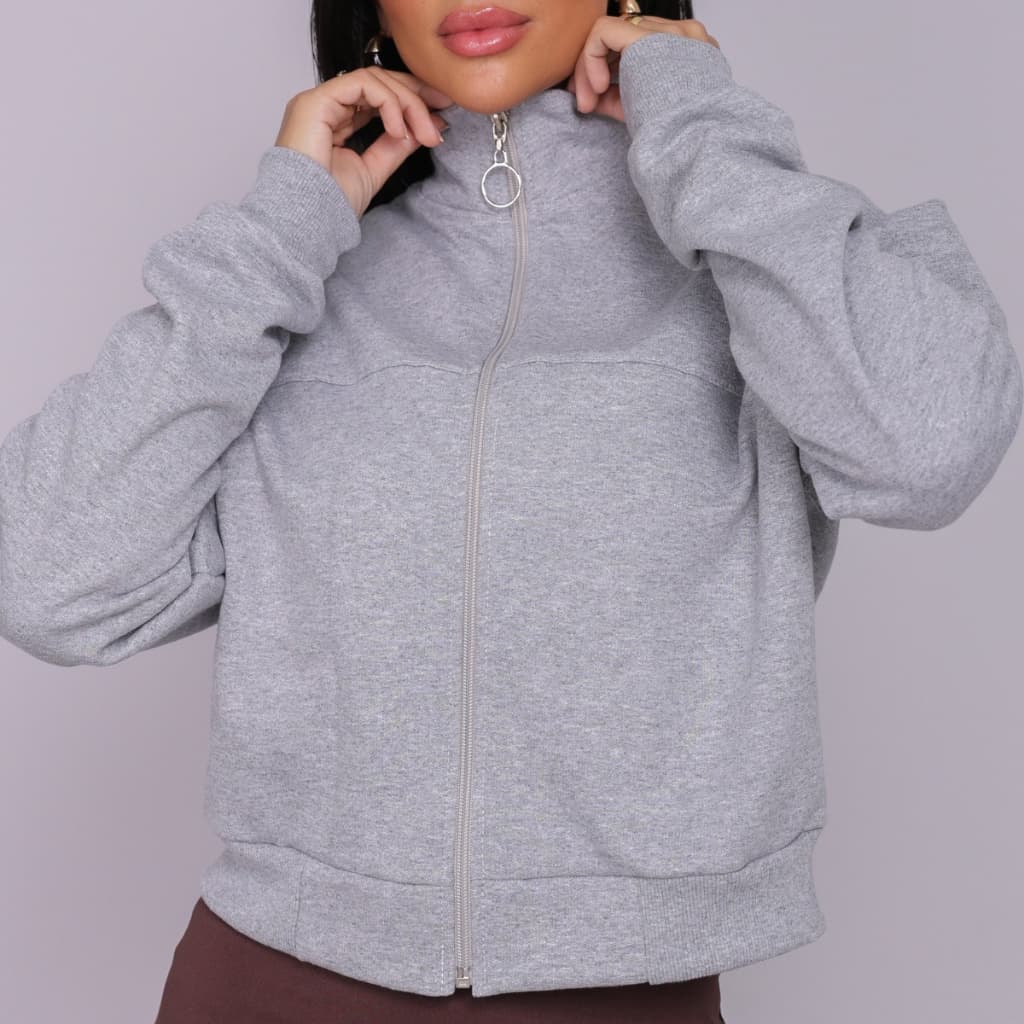 Blusa Moletom Flanelada Feminina Casaco de Frio Fechamento Em Zíper Casual M G GG