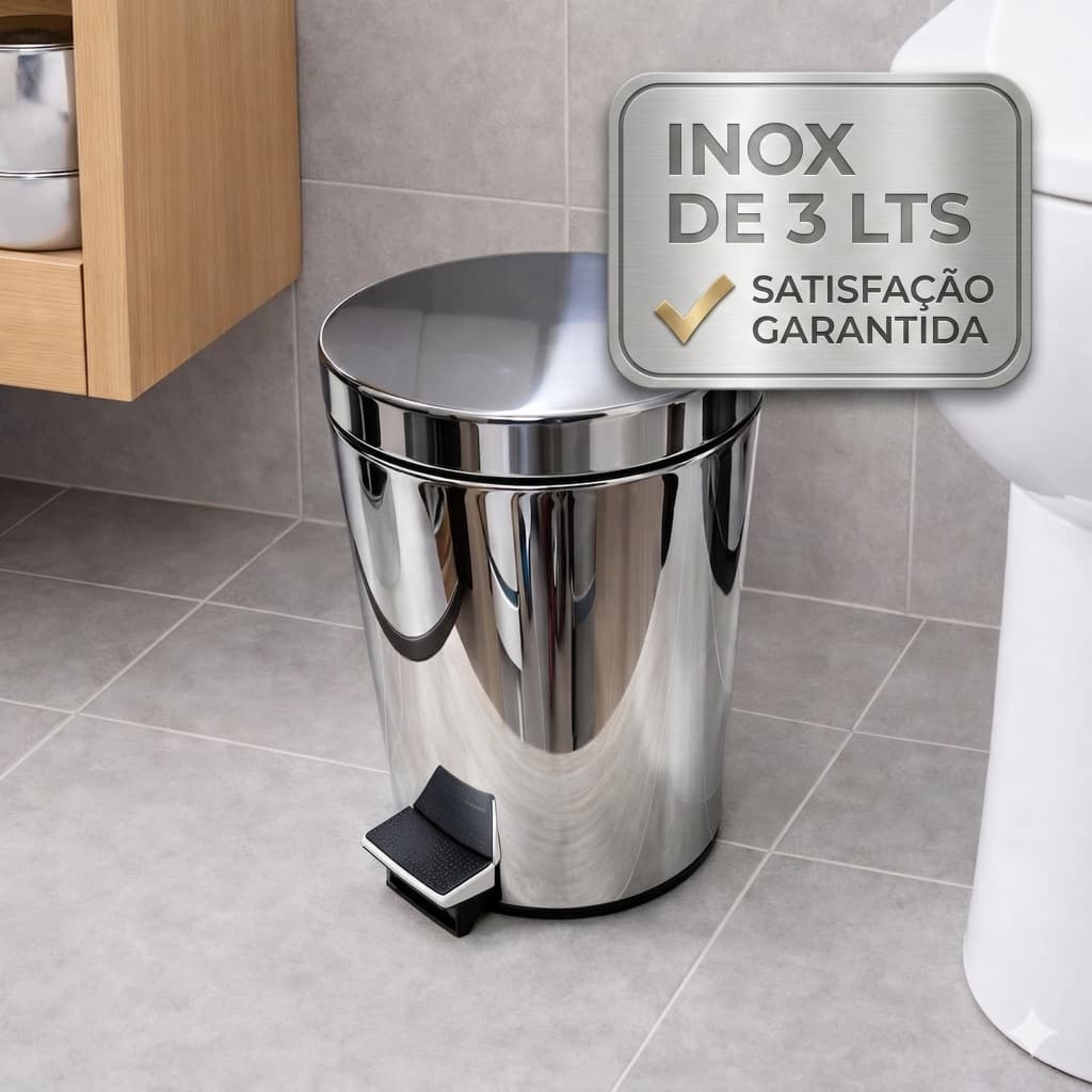 LIXEIRA INOX 3 LTS 5 LTS 12 LTS COM CESTO REMOVIVEL HIGIENICO