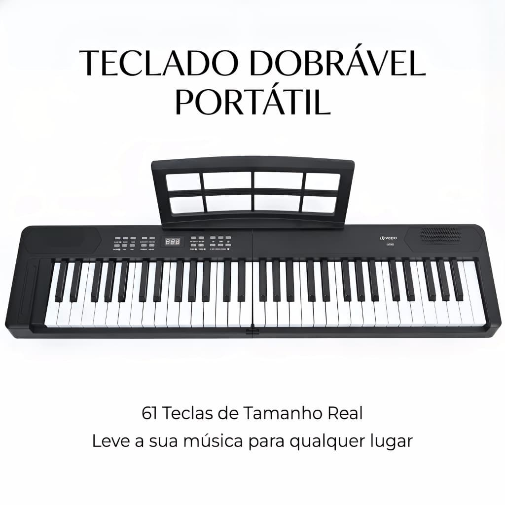 Piano digital dobrável de 61 teclas para iniciantes, piano digital sensível ao toque dobrável para iniciantes