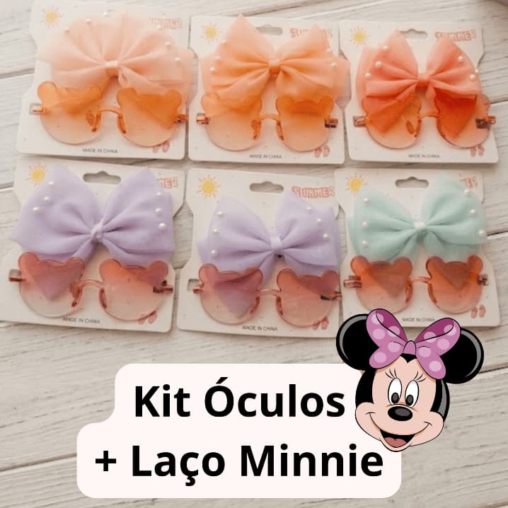 Óculos de Sol + Presilha de Cabelo Laço STITCH Kit Meninas Presente