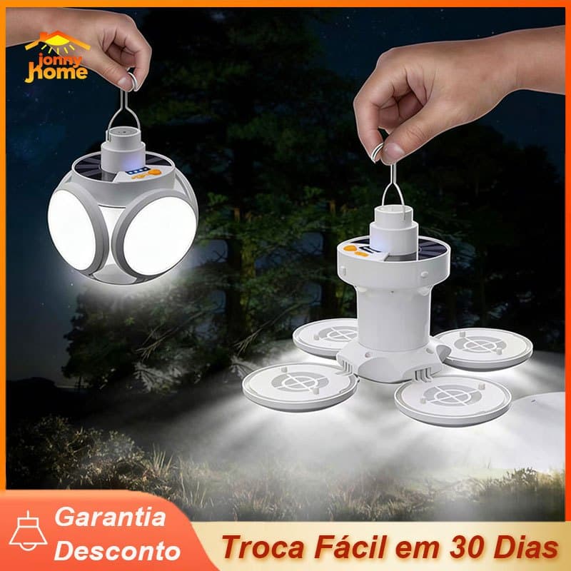Lâmpada emergência Lanterna Solar Bateria Recarregável 3 Niveis De Luz Camping Com Gancho Economia De Energia