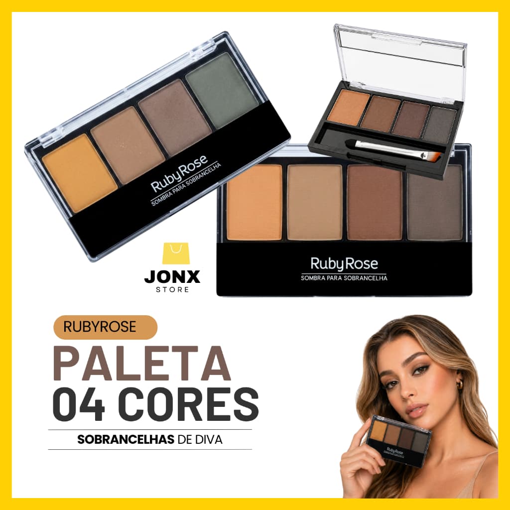 Paleta de Sombras Girl's Sobrancelhas Ruby Rose Trio de Sombras com Pincel Duplo e Espelho
