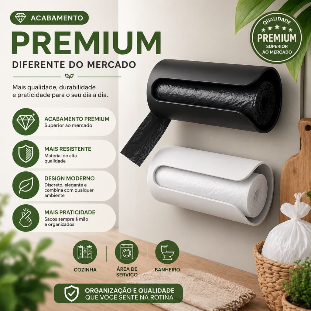 Suporte para Rolo de Saco de Lixo Para Casa Em Cozinha Banheiro Dispenser Porta Sacolas de Supermercado Puxa Saco