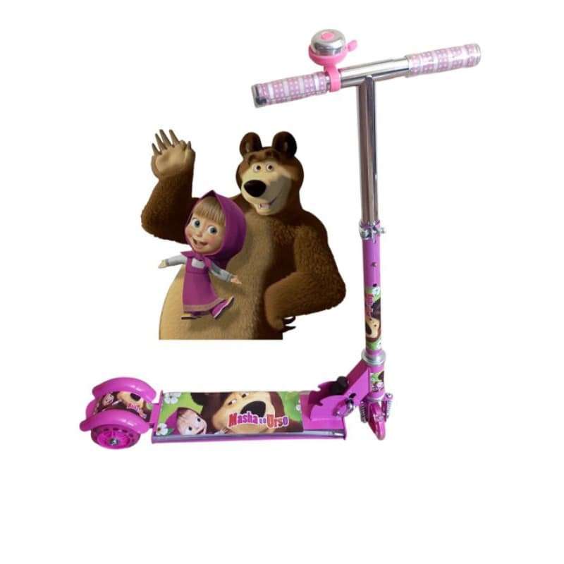 Patinete 🛴 Dobrável Infantil Musical Marsha e Urso