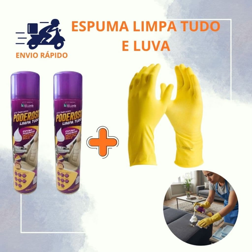 Espuma Mágica Limpa Tudo Sofá Carpete Bolsa Tênis Espuma Poderosa Limpeza Rápida Prática Sem Enxague + Luva