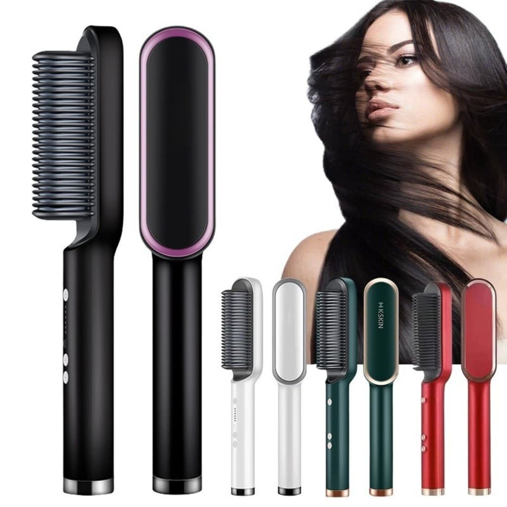 Escova Alisadora Elétrica Anti Frizz Bivolt  Alisa e Modela em Minutos  Efeito Liso Rápido e Prático