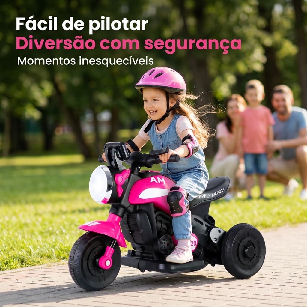 Mini Moto Elétrica Infantil Menina Kids 6V Até 30 KG
