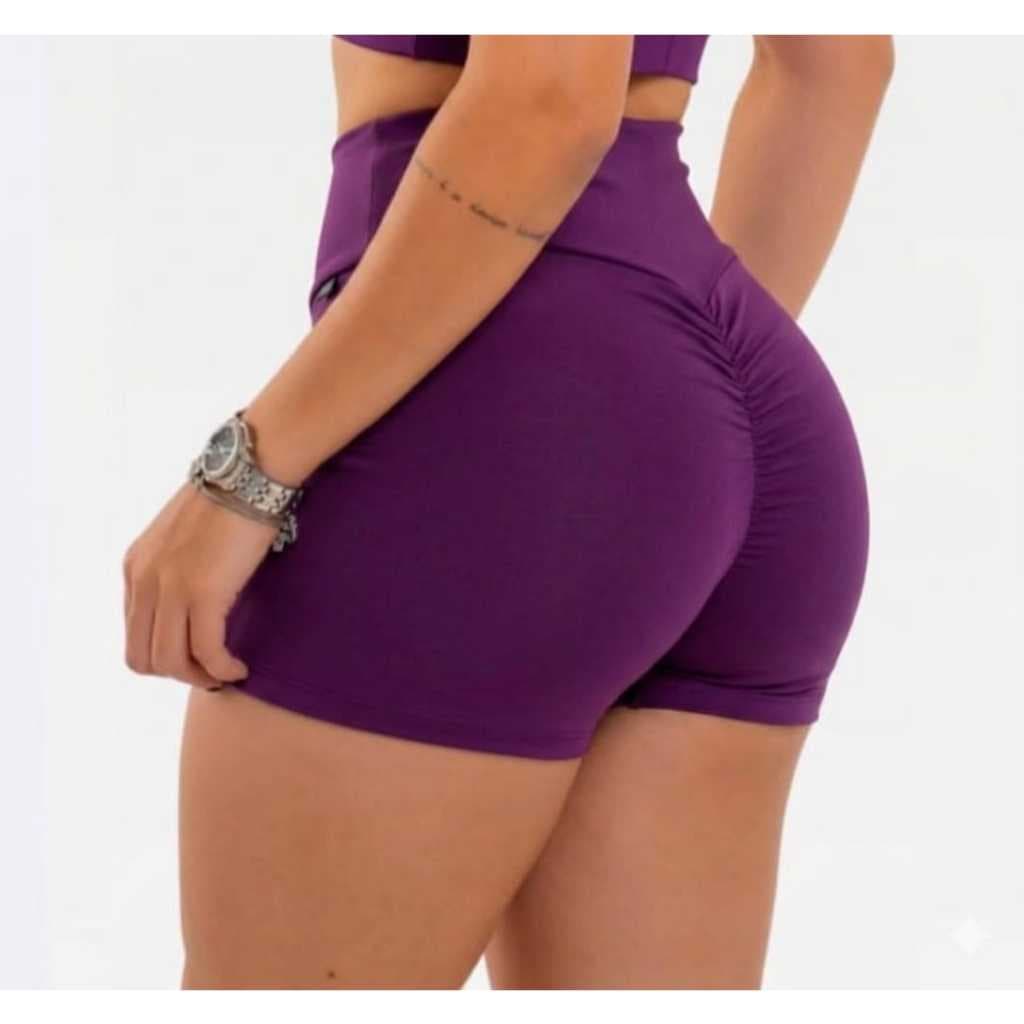 Short Esportiva Academia Yoga Feminina Cintura Alta Elástica Secagem Rápida fitness