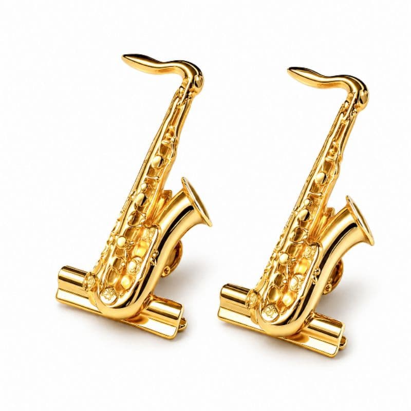 Prendedor de Partitura Sax Tenor com flash de ouro Luxo + Case | 2 Unidades Premium