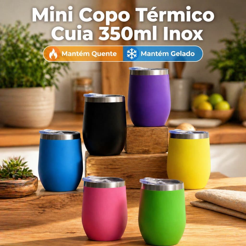 Copo Térmico Cuia Mini 350ml Inox | Mantém Gelado ou Quente por horas