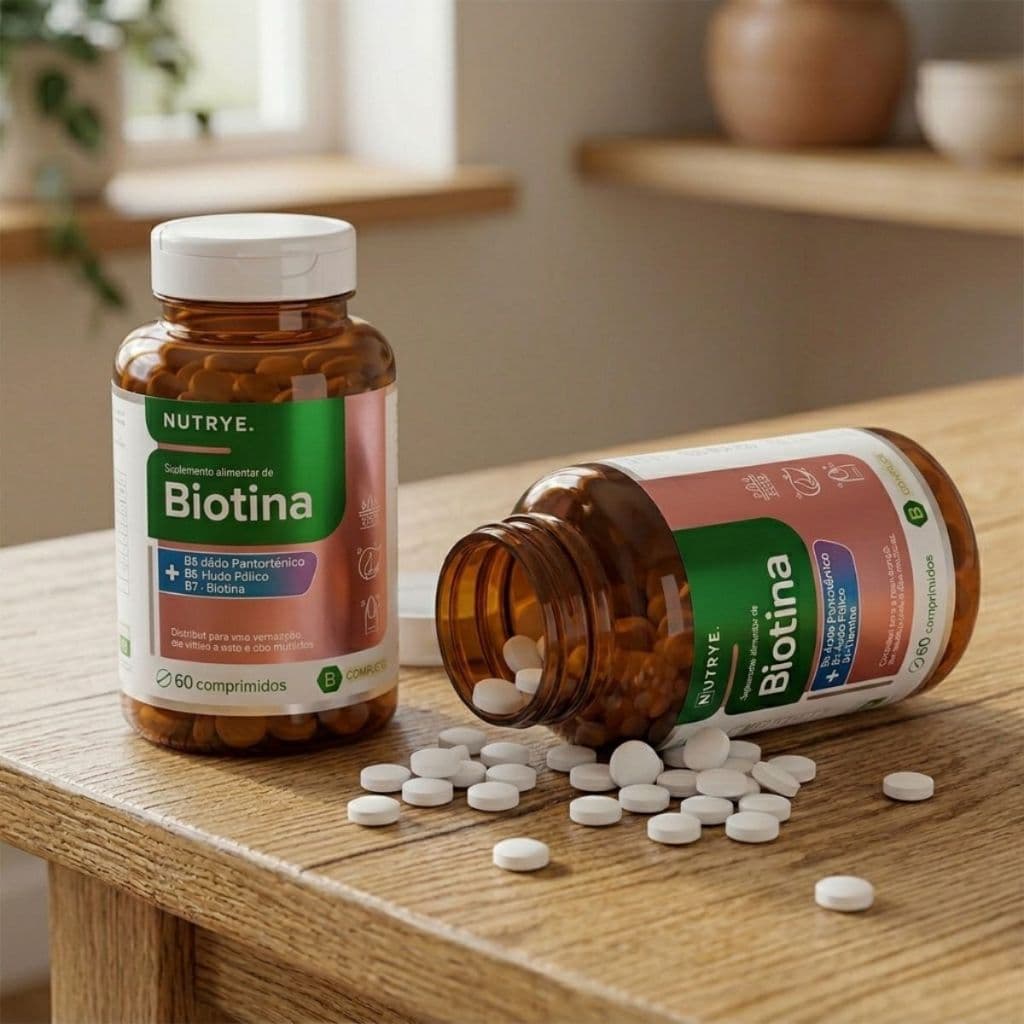 Kit 2x Biotina + Vitamina B1 + Vitamina B5 + Ácido Fólico 60 Comprimidos Nutrye