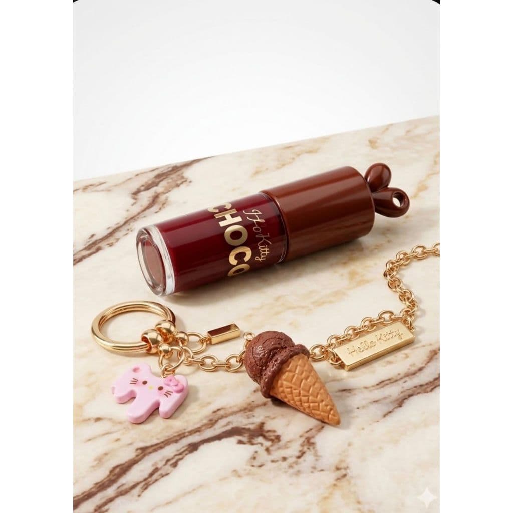 Gloss Chocolate Hidratante + Chaveiro  Lip Tint Portátil Feminino Presente Criativo