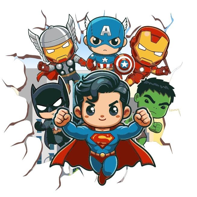 Adesivo Papel de parede Babys - DC & MARVEL -  85x85 cm