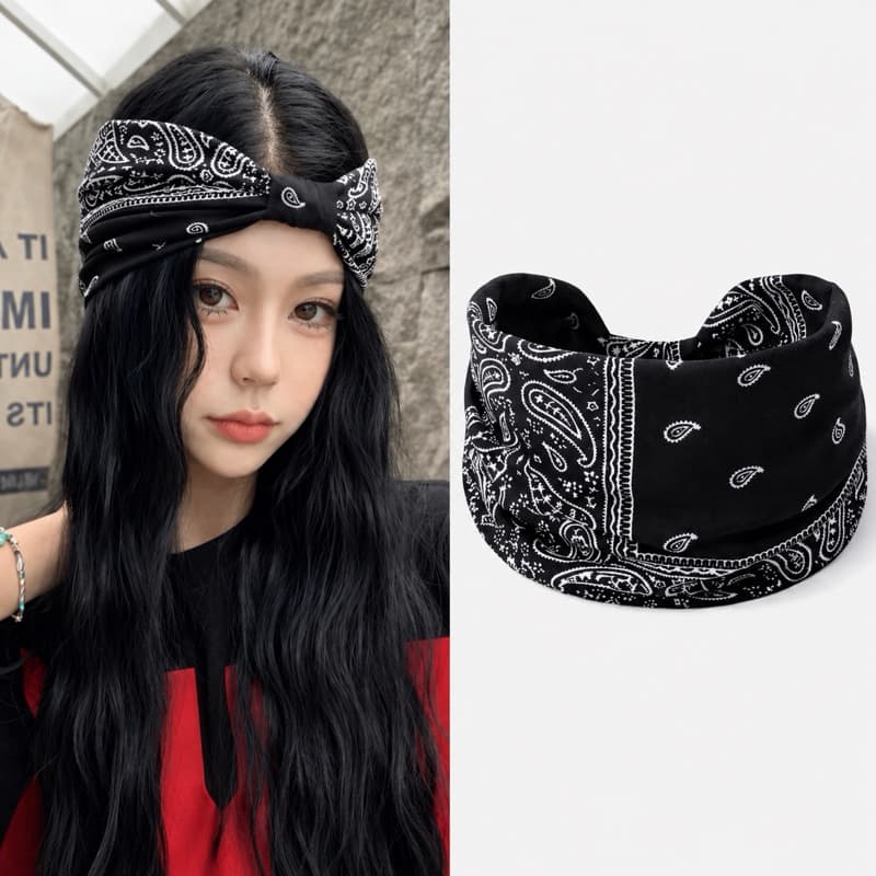Bandana Faixa De Cabeça Larga Feminina Estilo Boemio Para Esportes Yoga Tiara Elegante