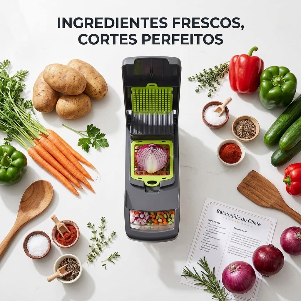 Cortador 16 em1 multifuncional legumes e frutas, resistente, compacto, leve, essencial para cozinha