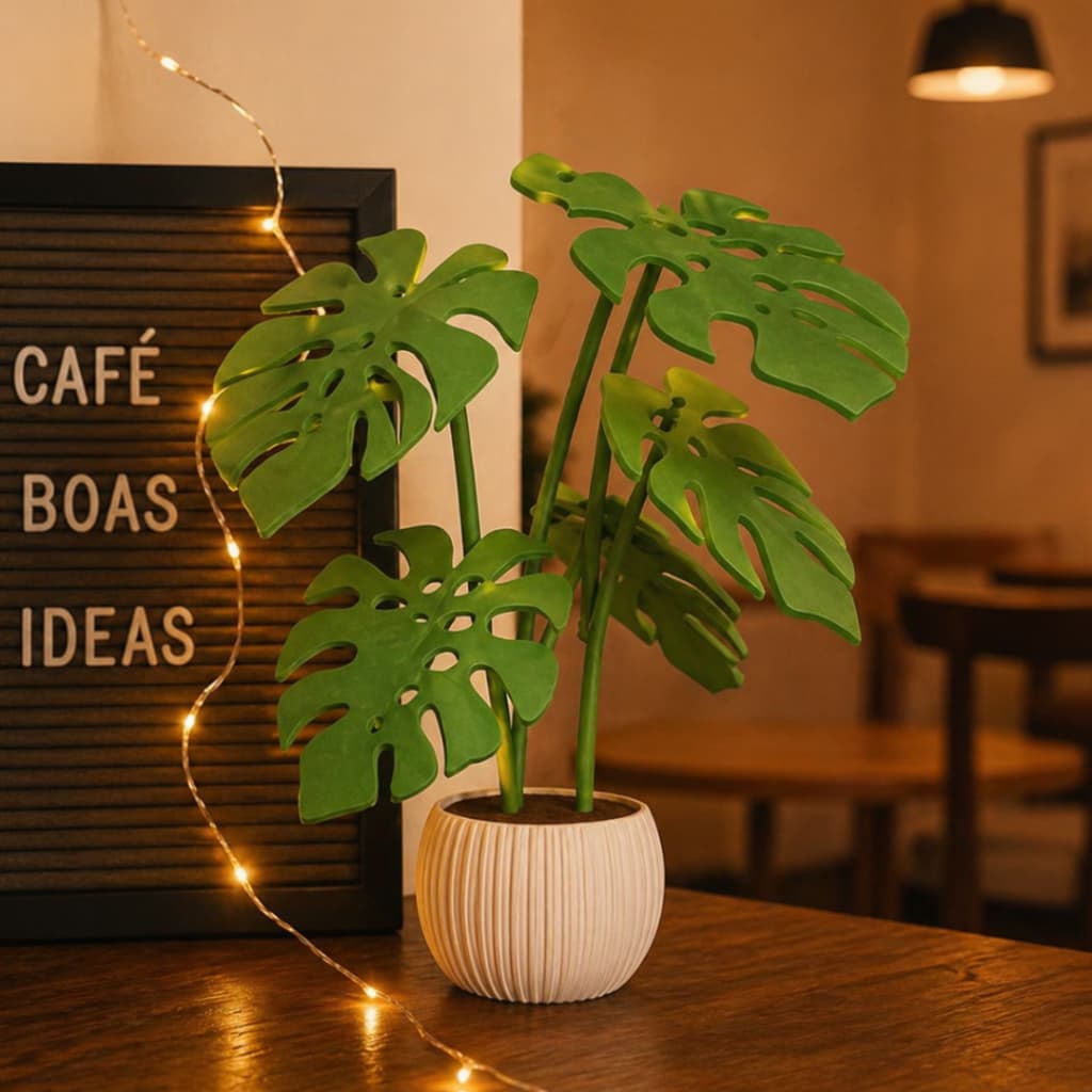 Vaso Decorativo Planta Costela de Adão/Monstera 2 em 1 | Decoração + Porta copos/xícaras