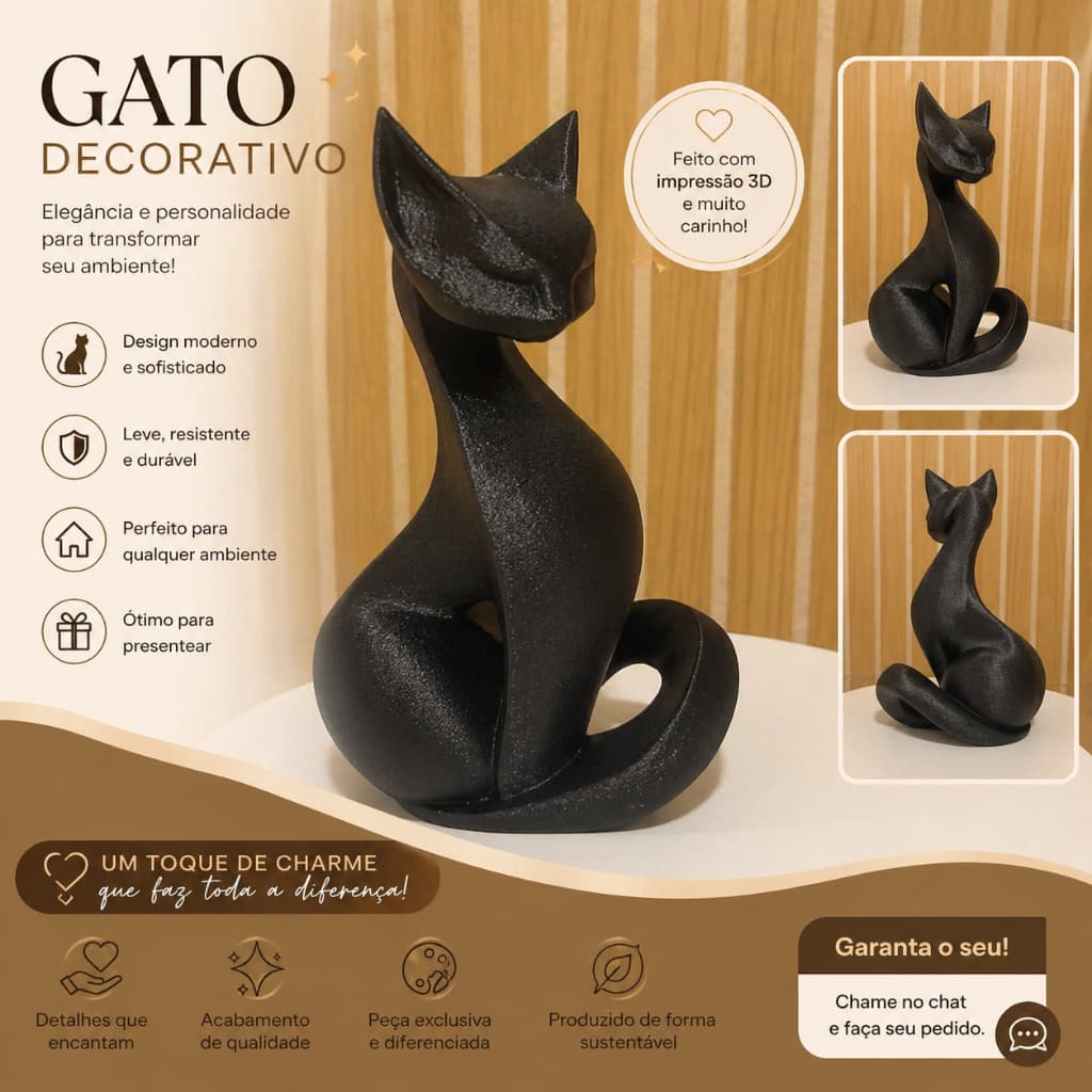 Estátua Gato Minimalista