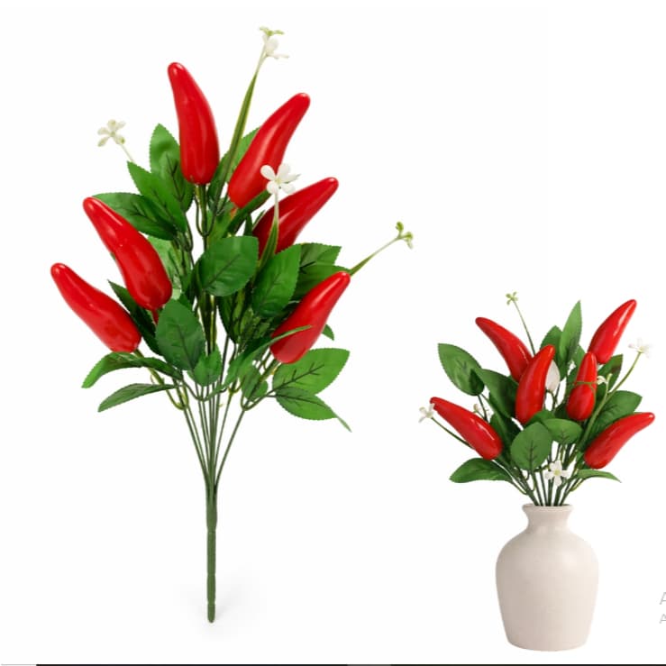 Galho de Pimenta Artificial 40cm 7 Pimentas Grandes