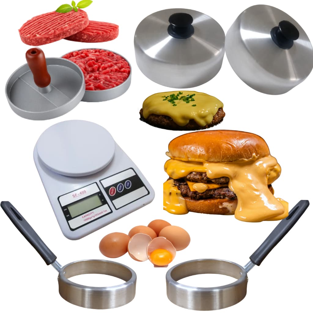 Forma Molde Hambúrguer Aro Fritar Ovo Abafador Tampa Balança Modelador Americano Lanches