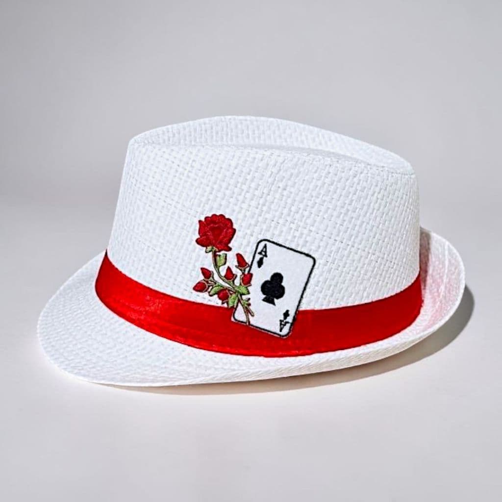 Chapéu Maria Navalha Malandras Pomba Gira Flor Carta Baralho Paus Umbanda - Branco e  Vermelho