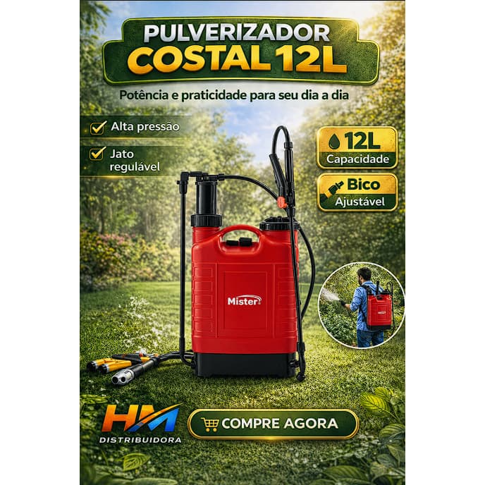Pulverizador Bomba Veneno Costal Manual Capacidade 12l MISTER Reforçado