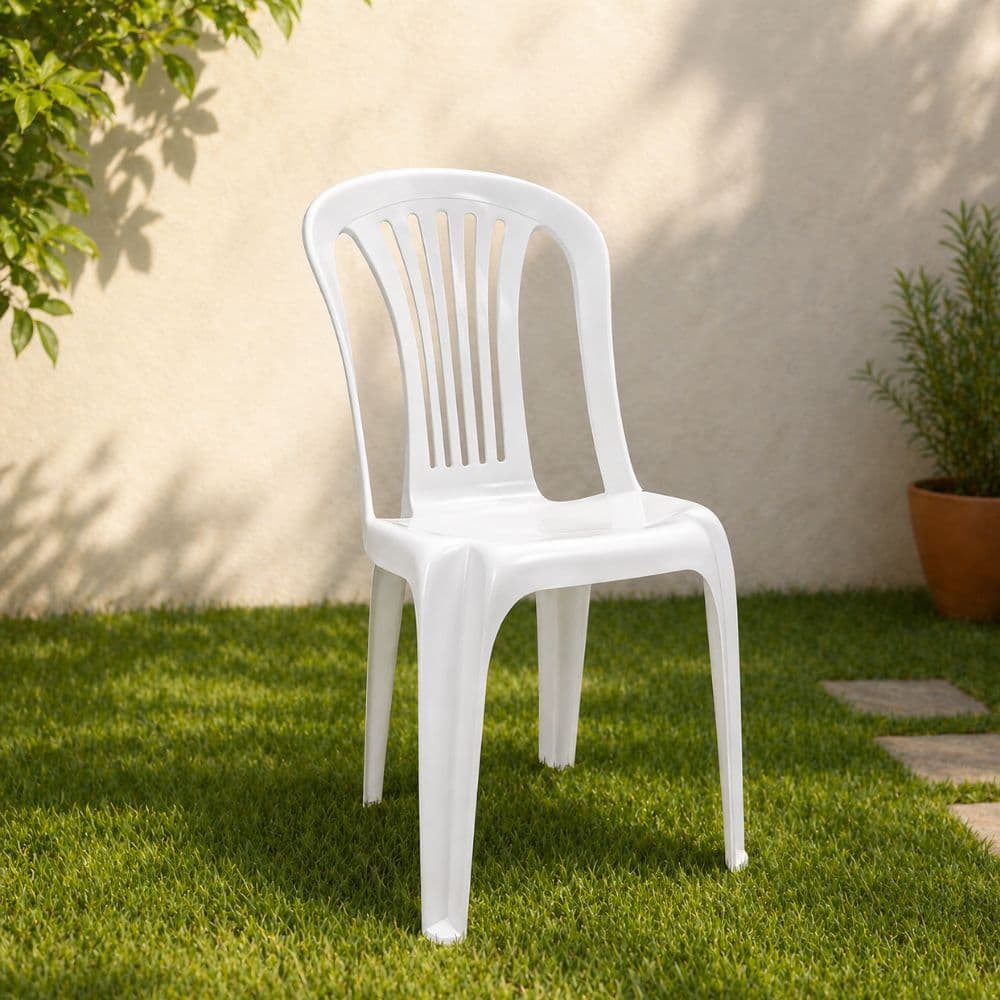 Cadeira de Plástico Resistente Bistro Branca Poltrona Jardim