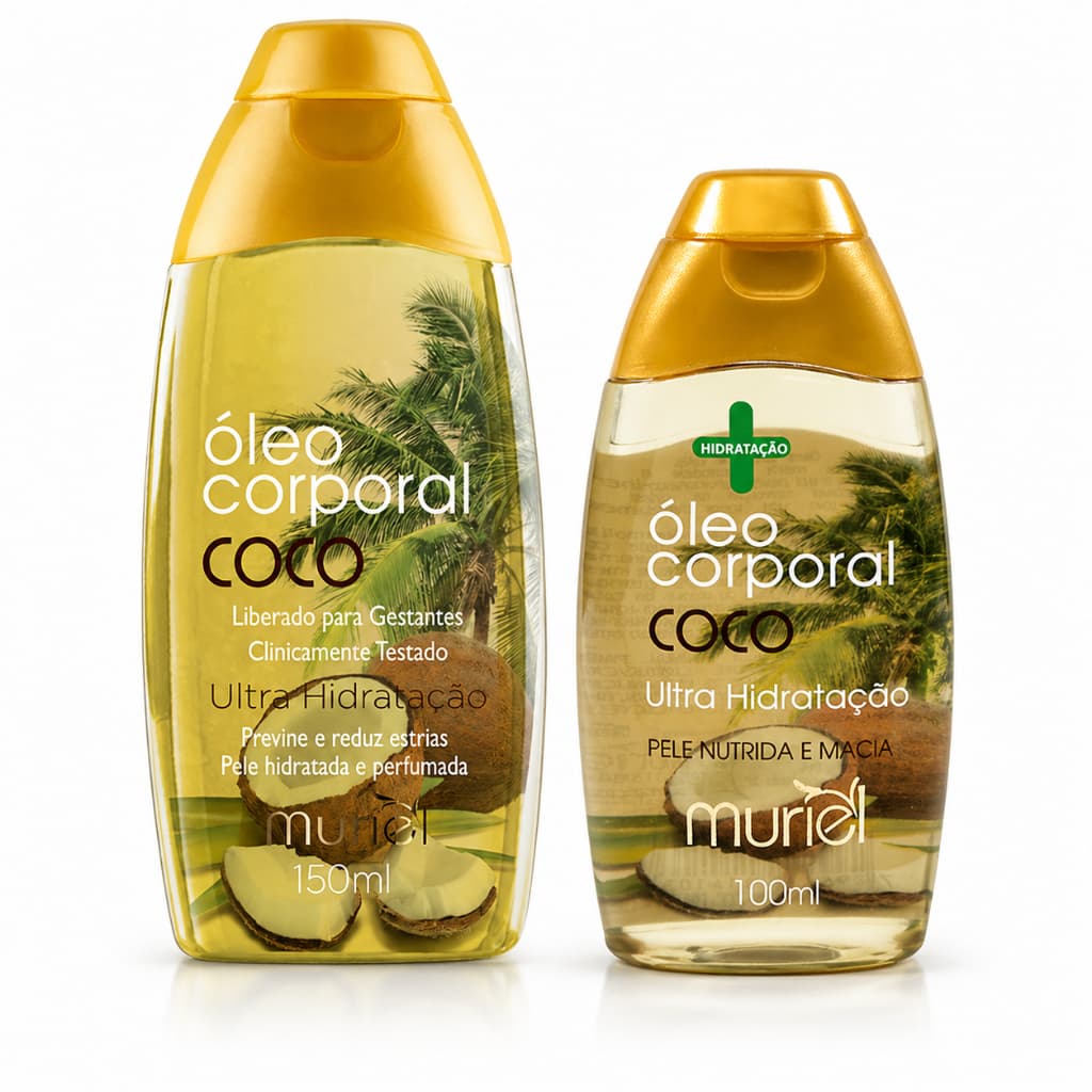 Kit 2 Óleo Corporal Coco Premium Muriel Hidratante 200ml ou 300ml