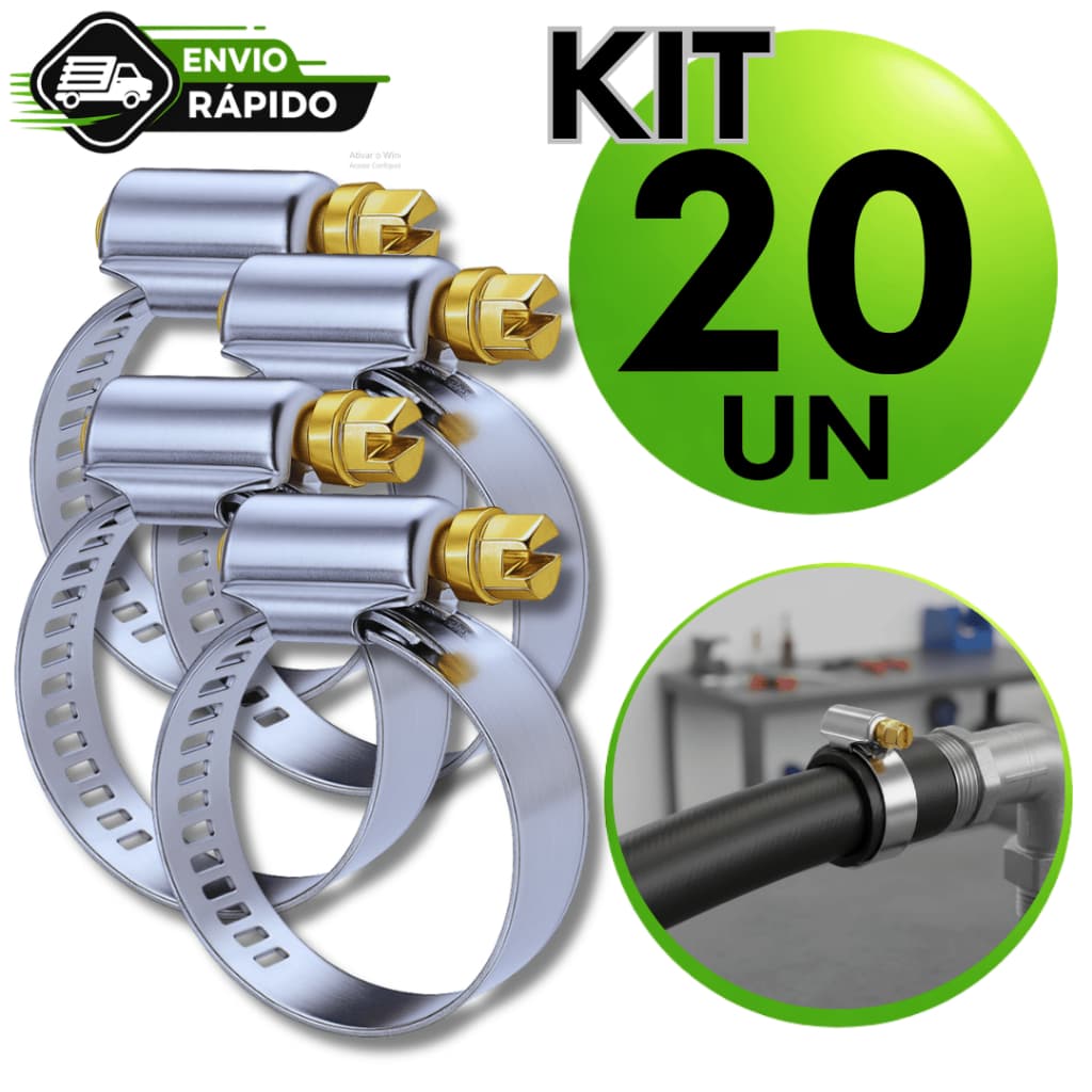 Kit  Abraçadeira Americana 3/4 Inox P/ Mangueira Gás Jardim Premium Utilidade Qualidade Garantida
