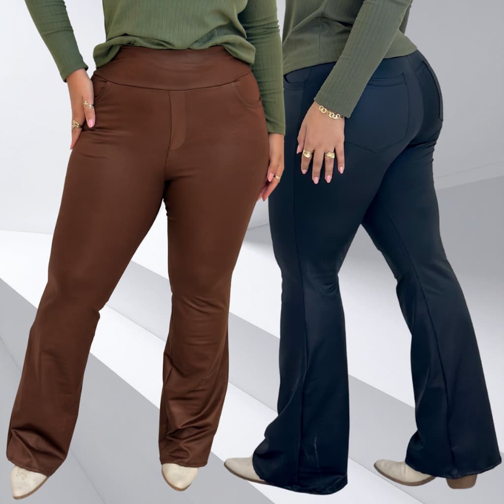 Calça Legging Plus Size Modeladora Cós Alto Zero Transparência Com Bolsos