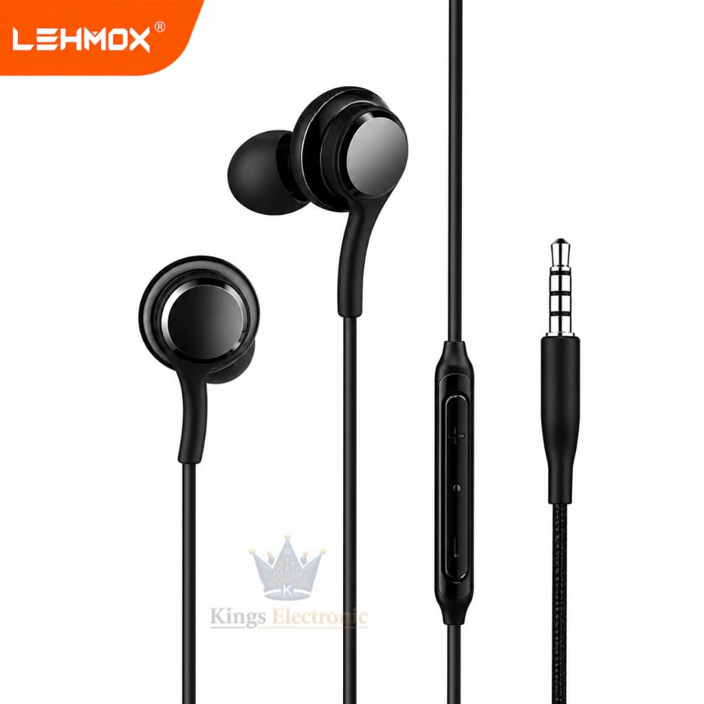 Lehmox Fone De Ouvido Com Fio LEF-1215 P2 Com Microfone Preto Cabo 1,2 metros Nylon Reforçado