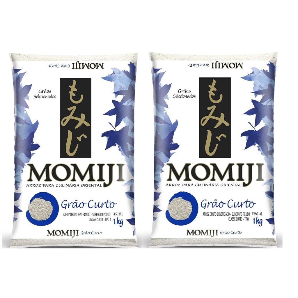 Arroz Momiji Grão Curto para Culinária Oriental, Sem Glúten, Grãos Selecionados, 1 kg, 2 Unidades