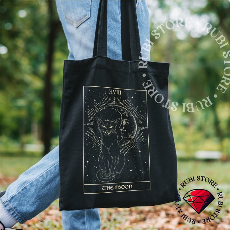 Ecobag Gato The Moon em Algodão 30x40cm Sacola Ecológica Resistente