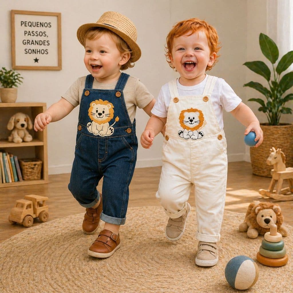 Macacão Jardineira Jeans Calça Infantil Menino Bordado
