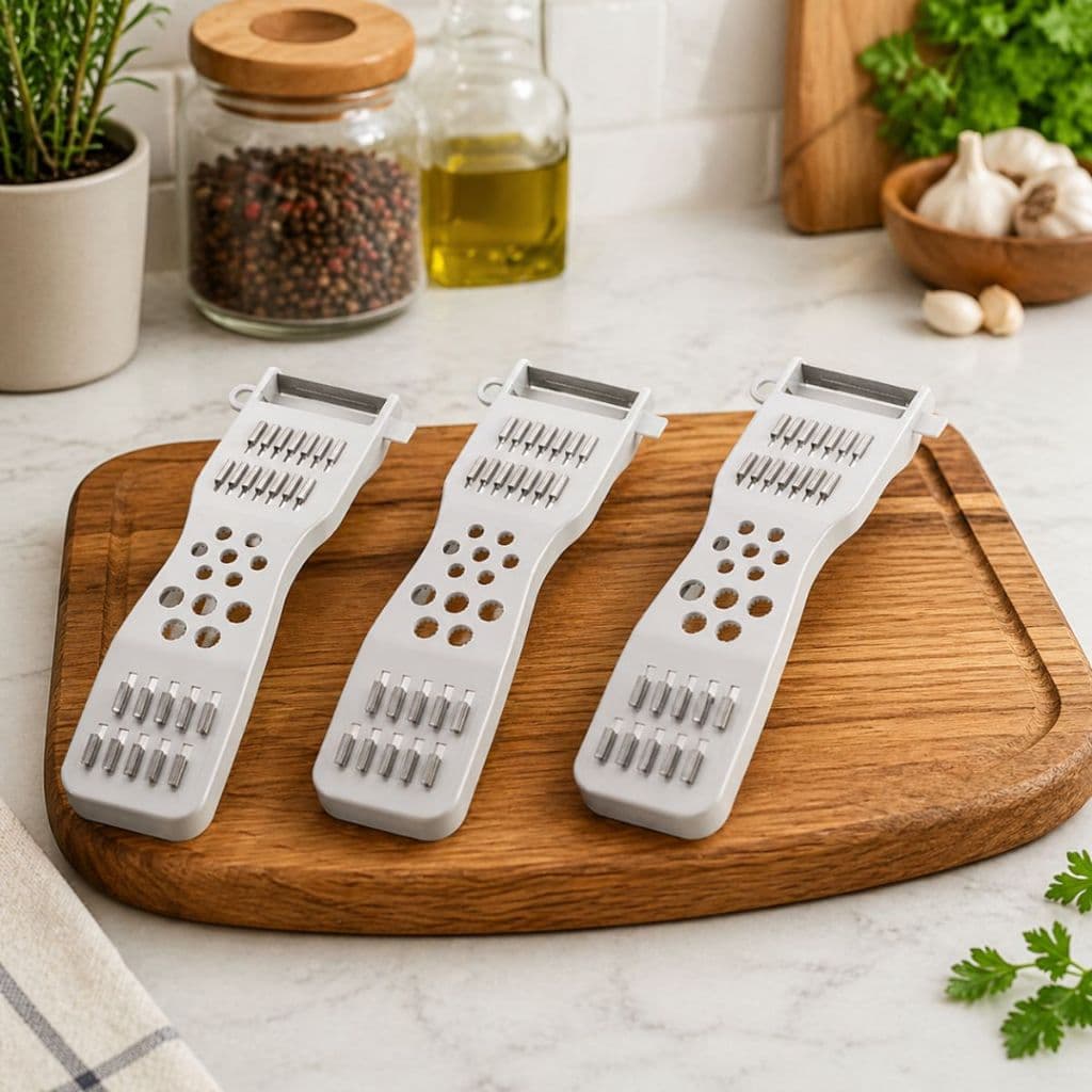 Kit 3 Descascador Fatiador 5 em 1 Inox Multifuncional Legumes Cozinha Branco