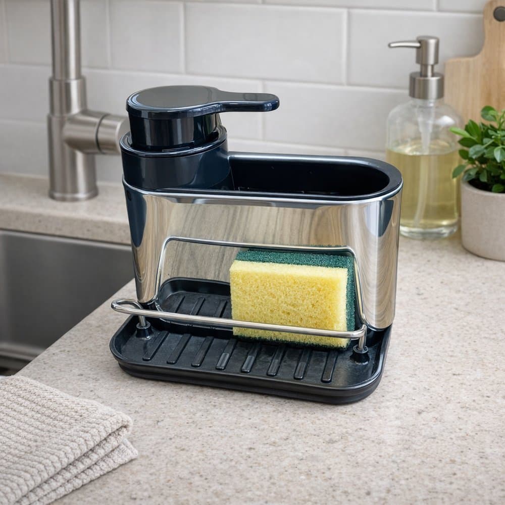 Organizador Pia Porta Detergente Inox Suporte Esponja Utensilios Cozinha Pratico