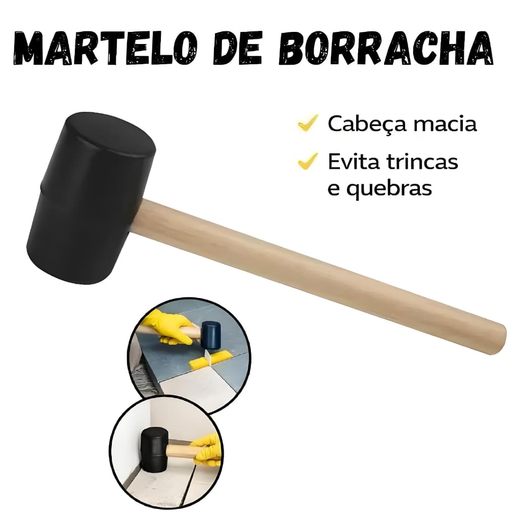 Martelo Marreta Borracha Preto Pequeno Piso Funileiro Reparo
